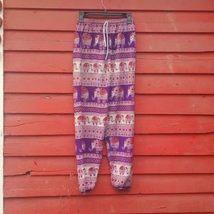 Purple Elephant Cotton Harem Pants XS/S
